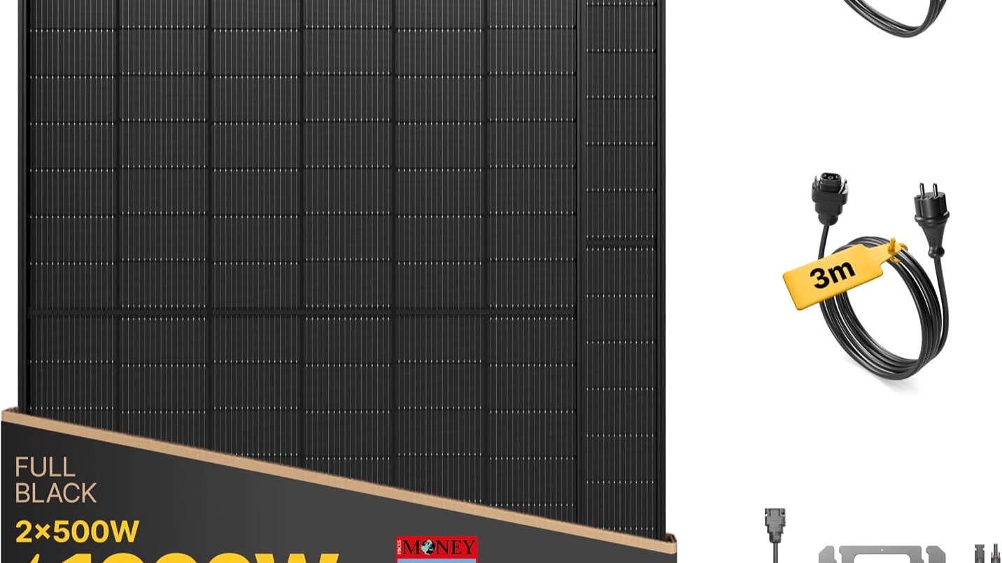 Solakon 1000W Komplettset: Full-Black-Module und Schuko-Kabel